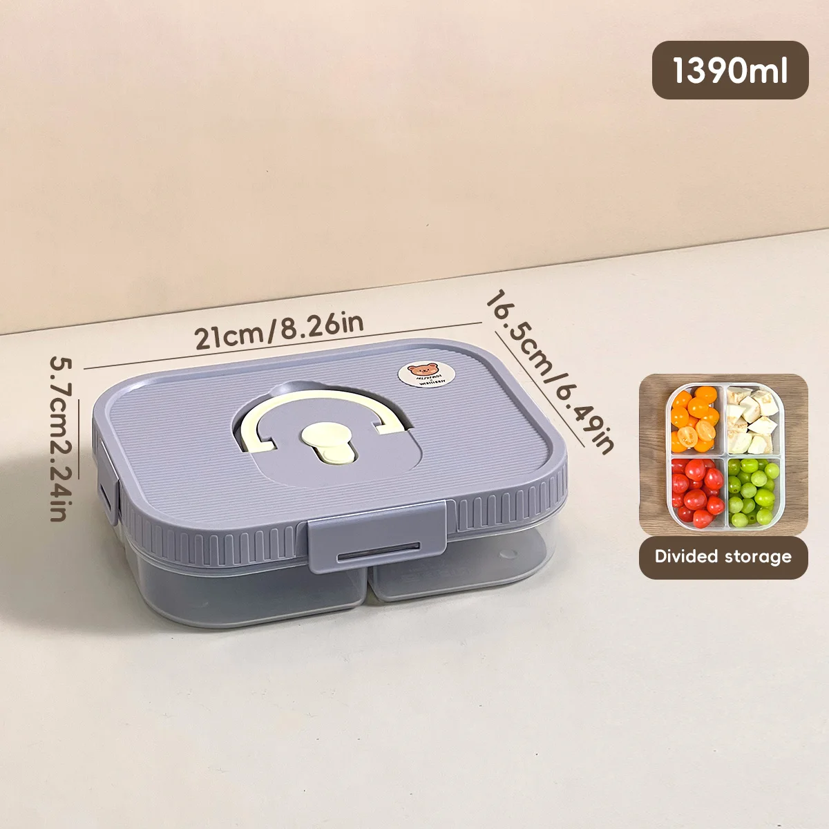 Magnetron Plastic Verdeelde Lunchbox Met Handvat Camping Picknick Draagbare Lekvrije Fruitsalade Voedselcontainer Voor Kinderen Studenten