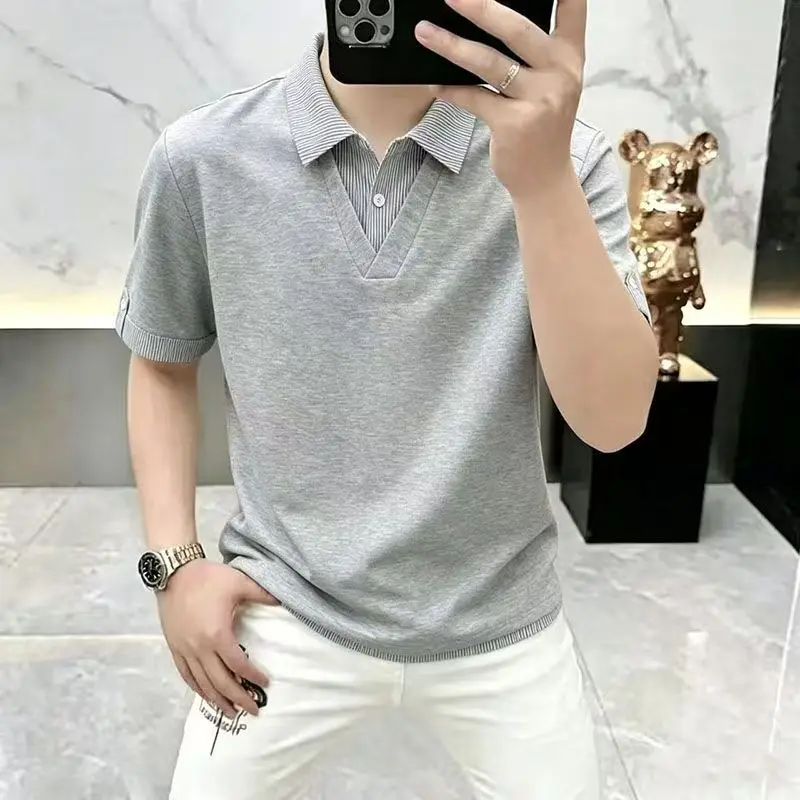2026 Summer Men's Two-Piece Polo Shirt Fashion Casual Short-Sleeved Collar T-shirt — купить у AliExpress WW