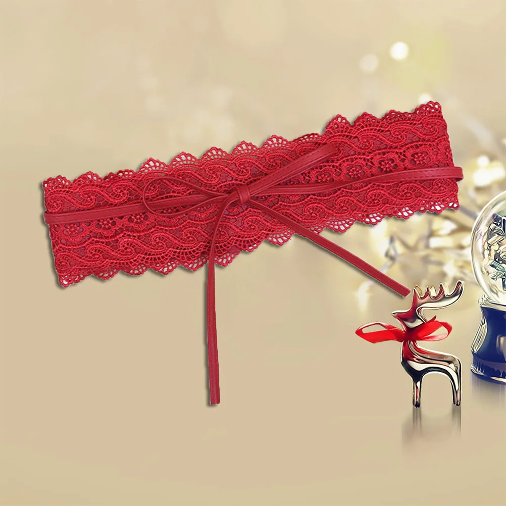 أنيقة حزام الخصر الدانتيل الأحمر قابل للتعديل Bowknot التعادل لفساتين سليم الديكور مشد السرج اكسسوارات حزام الخصر الدانتيل