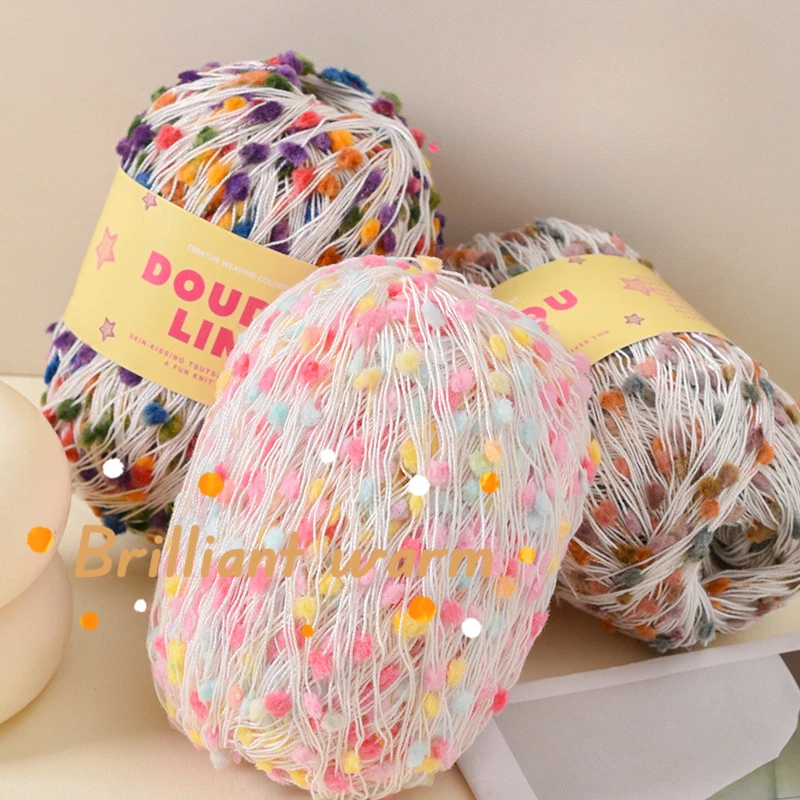 50g Handmade Woven Mixed Knitting Yarn，Colorful Dots Mohair Yarns Soft Comfortable Rainbow Thread，for Baby Sweater Scarf Gloves