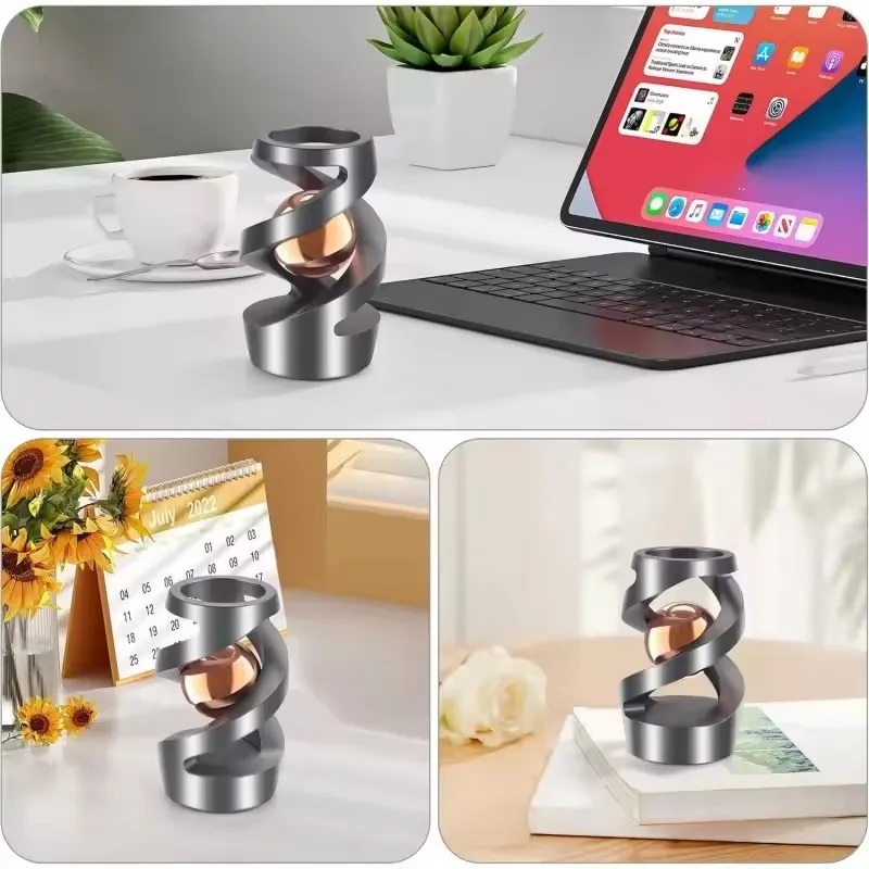 Aluminum Magnetic Levitation Kinetic Gyro Floating Desktop Spinner Toy Gravity Defying Desk Decor For Focus Relaxation Hypnotic