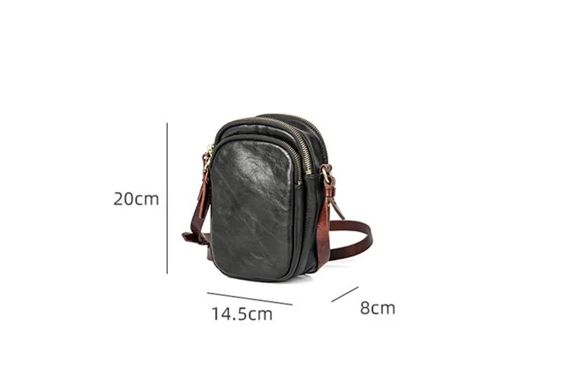 PNDME Einfache, lässige, hochwertige, natürliche Echtleder-Handytasche für Herren, leichte, beliebte Schulter-Umhängetasche – Detail 1
