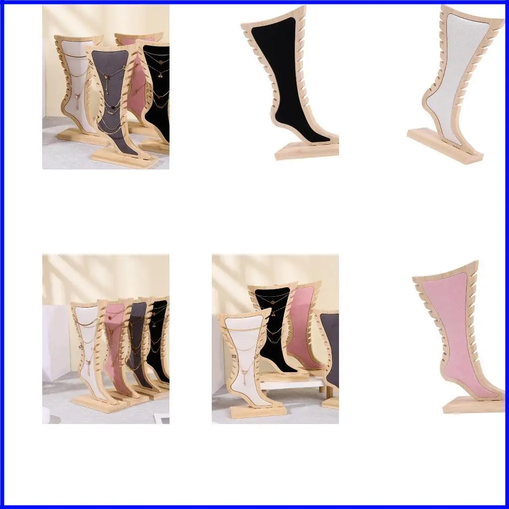 

Natural Bamboo Jewelry Foot Shaped Display Stand for Retail Use