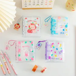 Mini Photo Album in Loose Leaf Refillable 3-Rings Transparent Photocard Binder with Cute Pendant for Picture Cards Storage