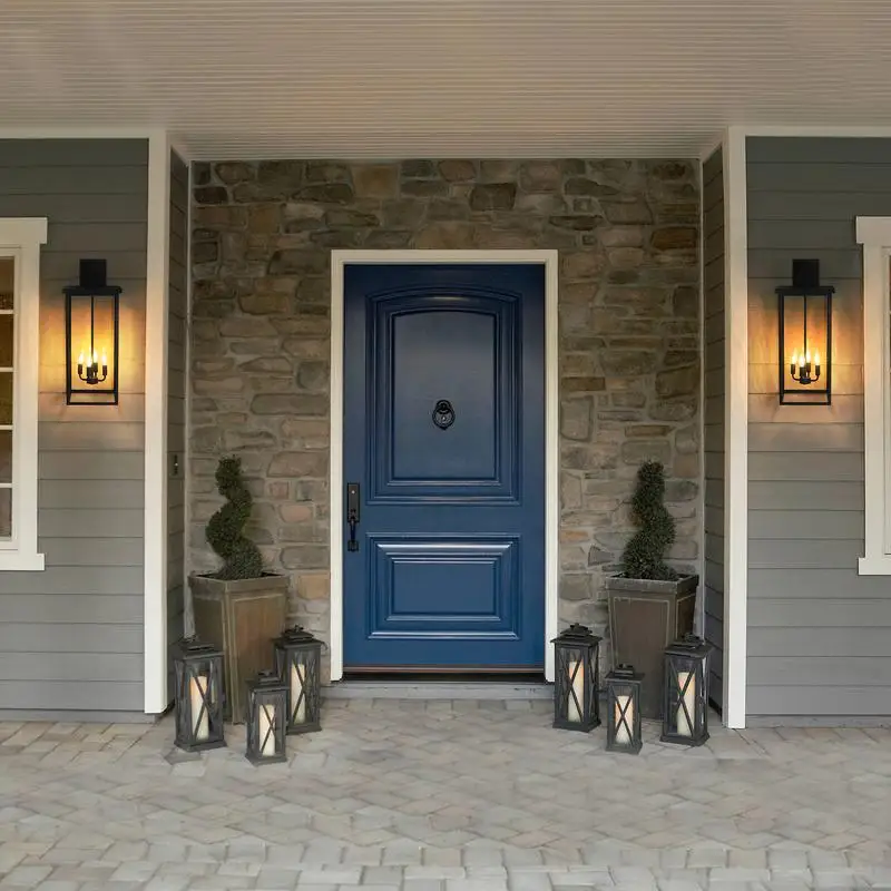 شمعدان حائط خارجي أسود فاتح مقاس 30 بوصة 4 بوصة، تركيبات جدارية مقاومة للطقس للشرفة والحديقة والفناء ولا يتضمن لمبات