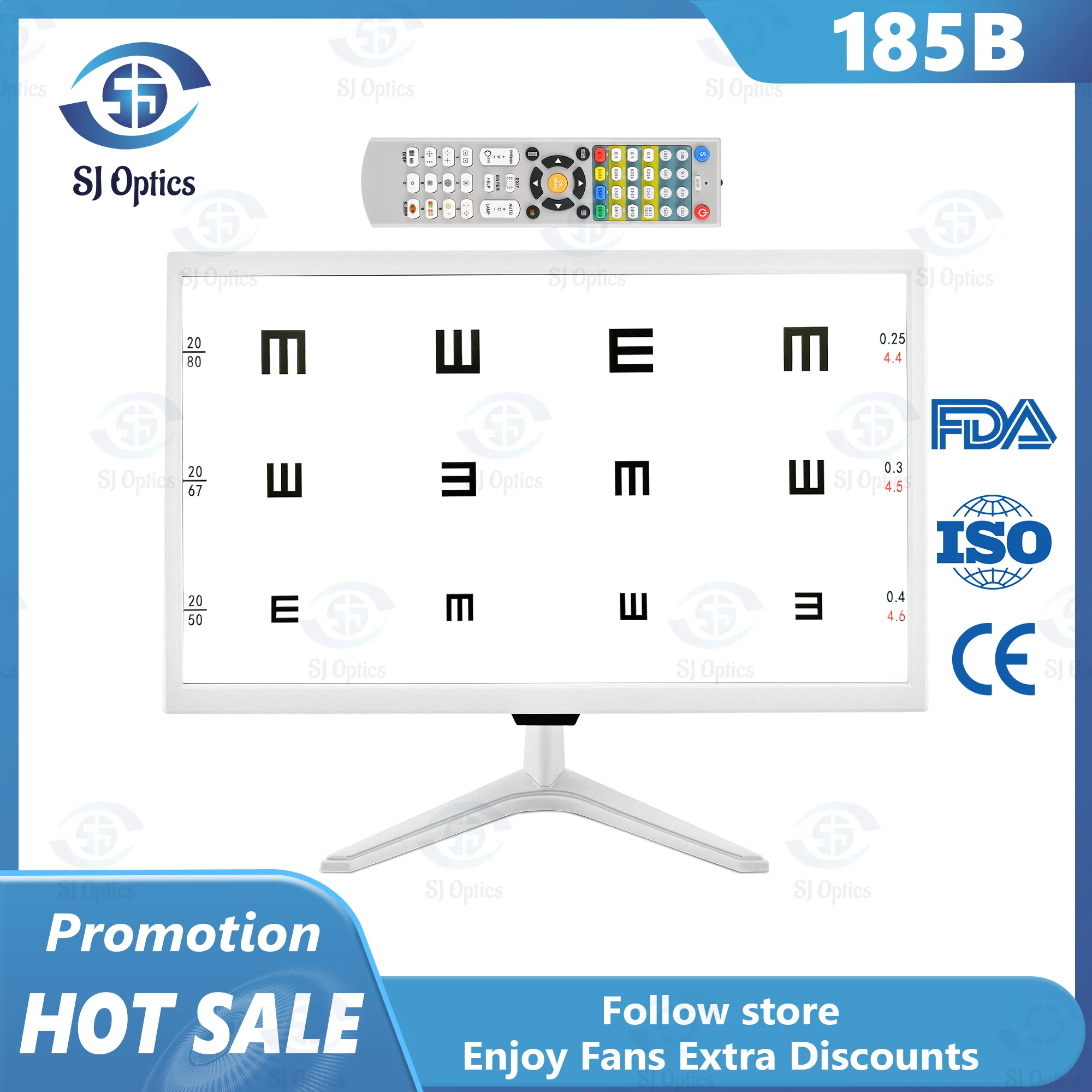 19 Inch Screen LCD Visual Acuity Chart Vision Test Projecter Optical Ophthalmic Exam Monitor Use to Measure Visual Acuity Chart