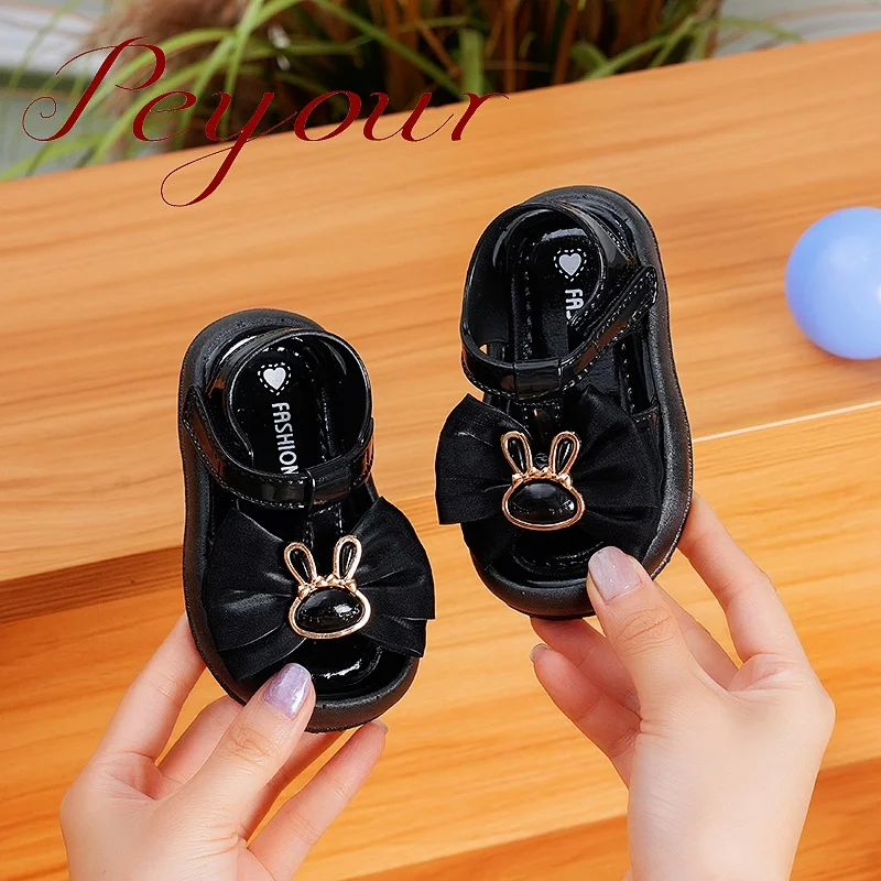 Trendy Cute Cartoon Sequin Bowknot Sandals For Baby Girls, Breathable Non-slip Walking Shoes For Summer