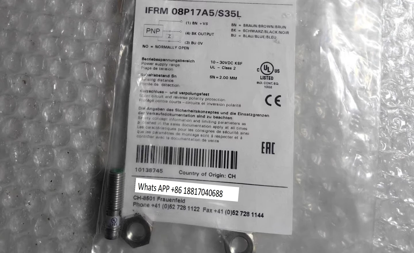 

1PC original IFRM 08P17A5/S35L sensor, brand new