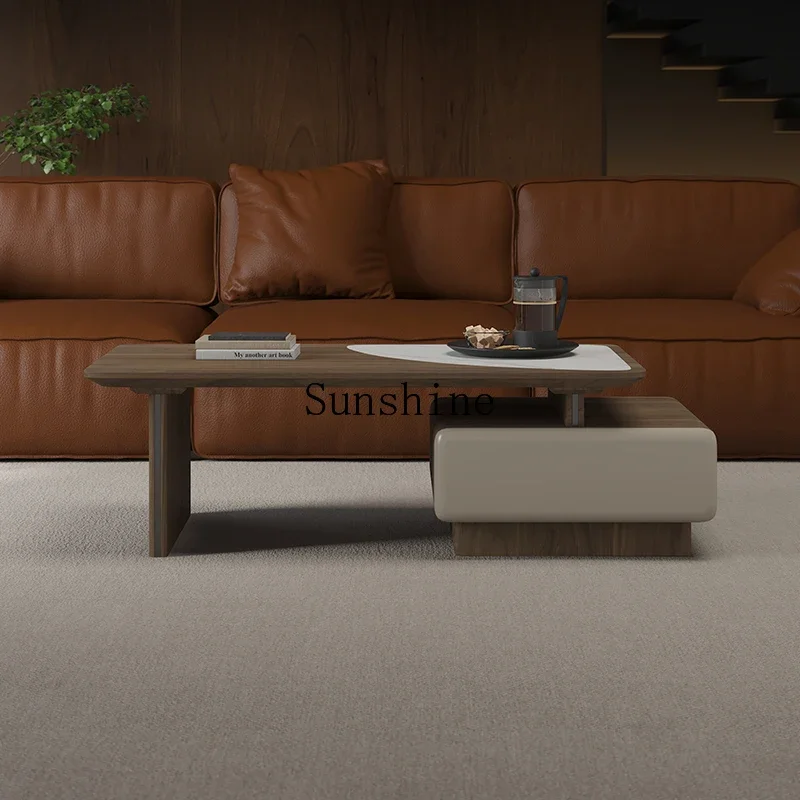 Italian minimalist living room, home light luxury, high-end pre-owned wabi-sabi style sofa, coffee table