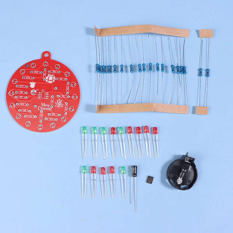 [ZY44] DIY Electronic Kit NE555 Red LED Christmas Tree Decoration Flashing Light Electronic Component Fun Soldering DC 3V