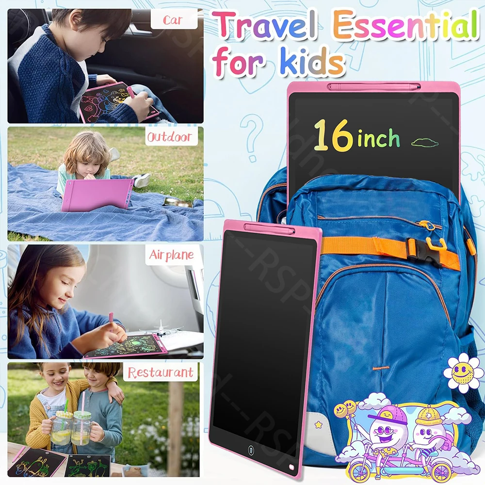 Tableau d'écriture LCD de 16 pouces, tablette à dessin pour enfants, peinture, jouets éducatifs pour enfants de 3 4 5 6 7 8 ans, cadeaux pour filles et garçons