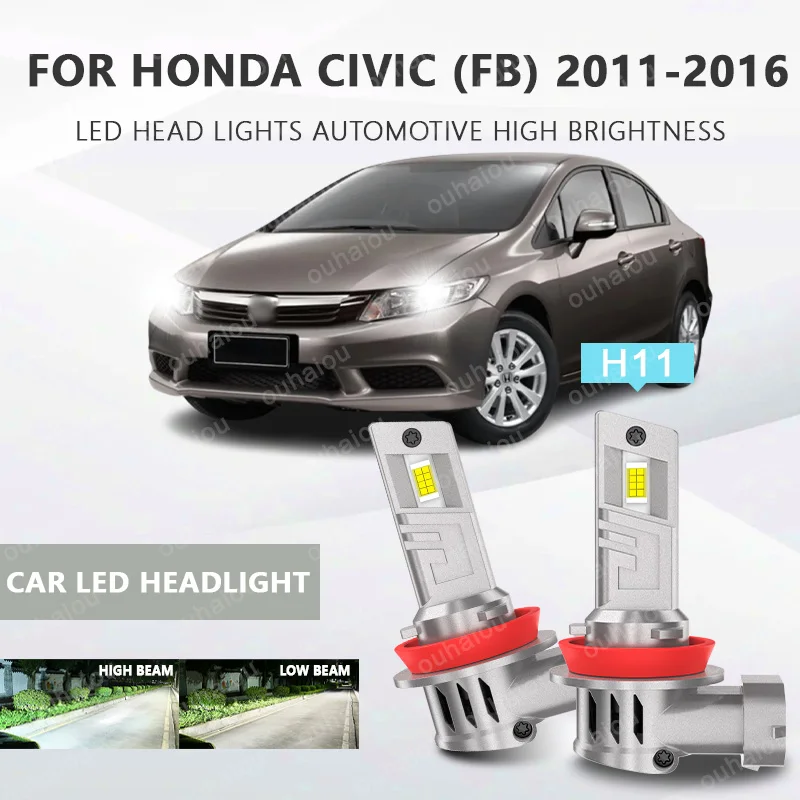 

2Pcs H8 H11 LED Headlight LED Lights Head Lamp for Car LED Headlight Bulb with heat sink For Honda Civic (FB) 2011-2016