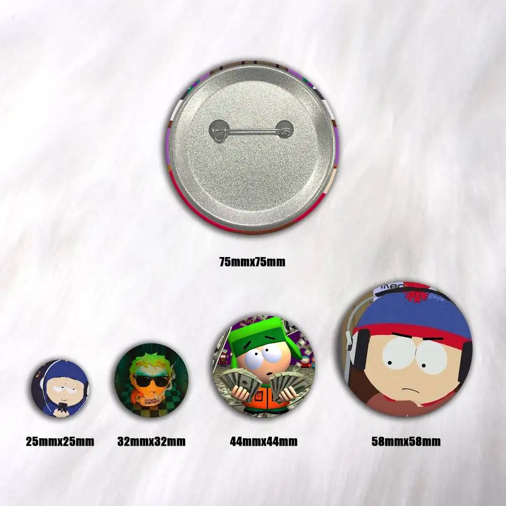 A-S-South-Park-K 75x75 25x25 Mm Cartoon Round Brooches On Backpack Shirt Accessories Jewelry Badge Gift For Friends