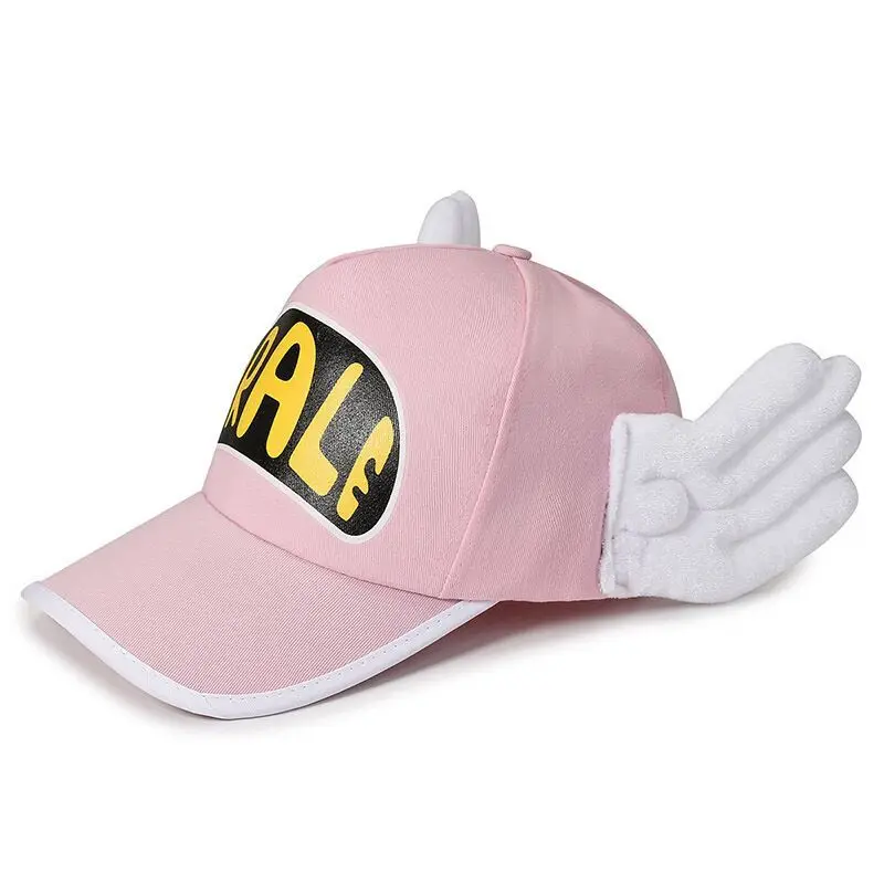 Anime Dr.Slump Cosplay Snapback Caps LED Light Arale Baseball with Angel Wings Cute Pink Baseball Hat For Adult Kids Halloween