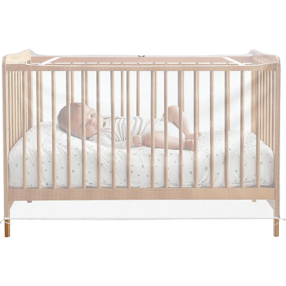 

mosquito net for crib - safe crib netting mesh - baby crib cover w easy access double zip - perfect for travel & home use - bug