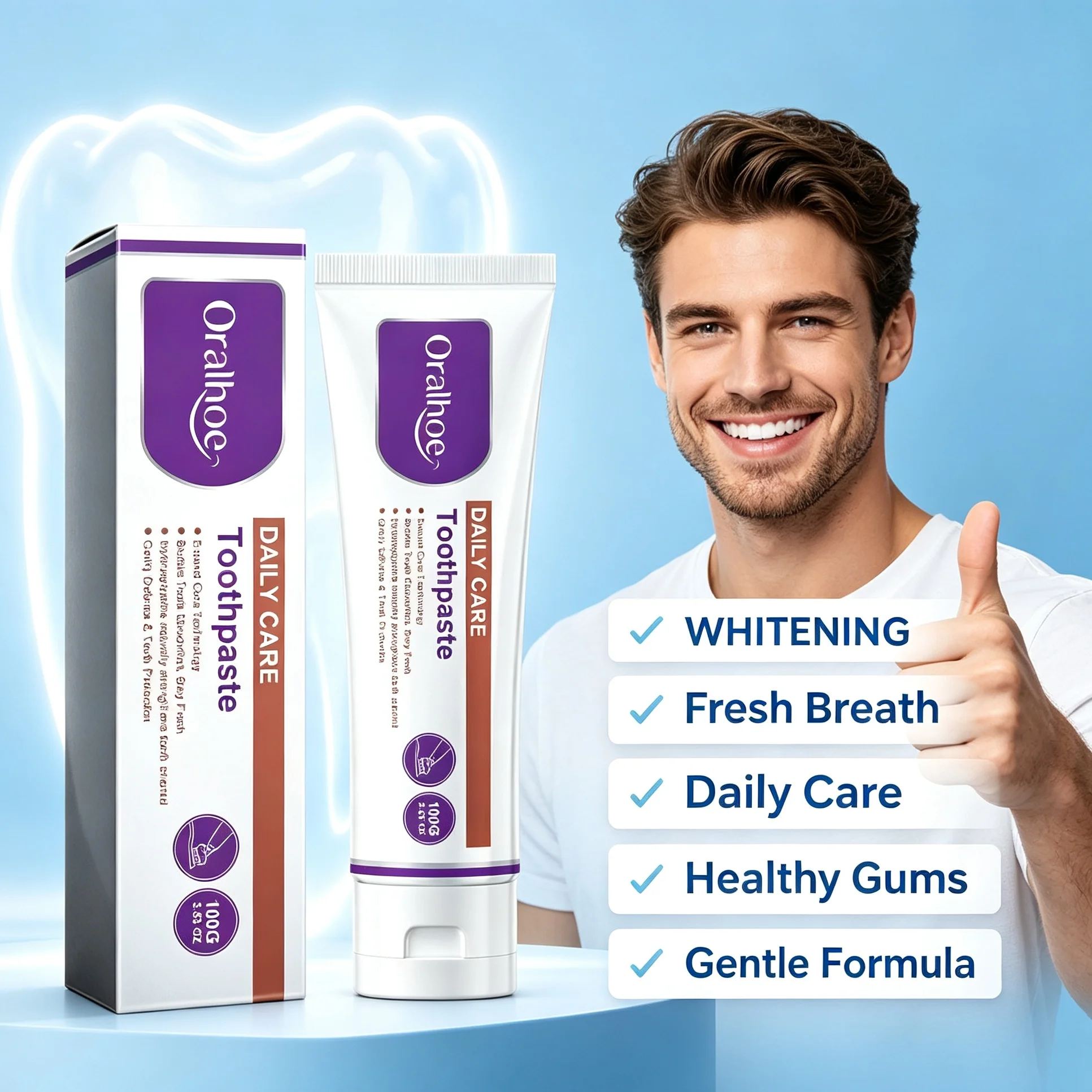 Daily Teeth Whitening Toothpaste Deep Clean Remove Yellow Smoke Coffee Stain Fresh Breath Oral Hygiene Care Toothpaste Home Use