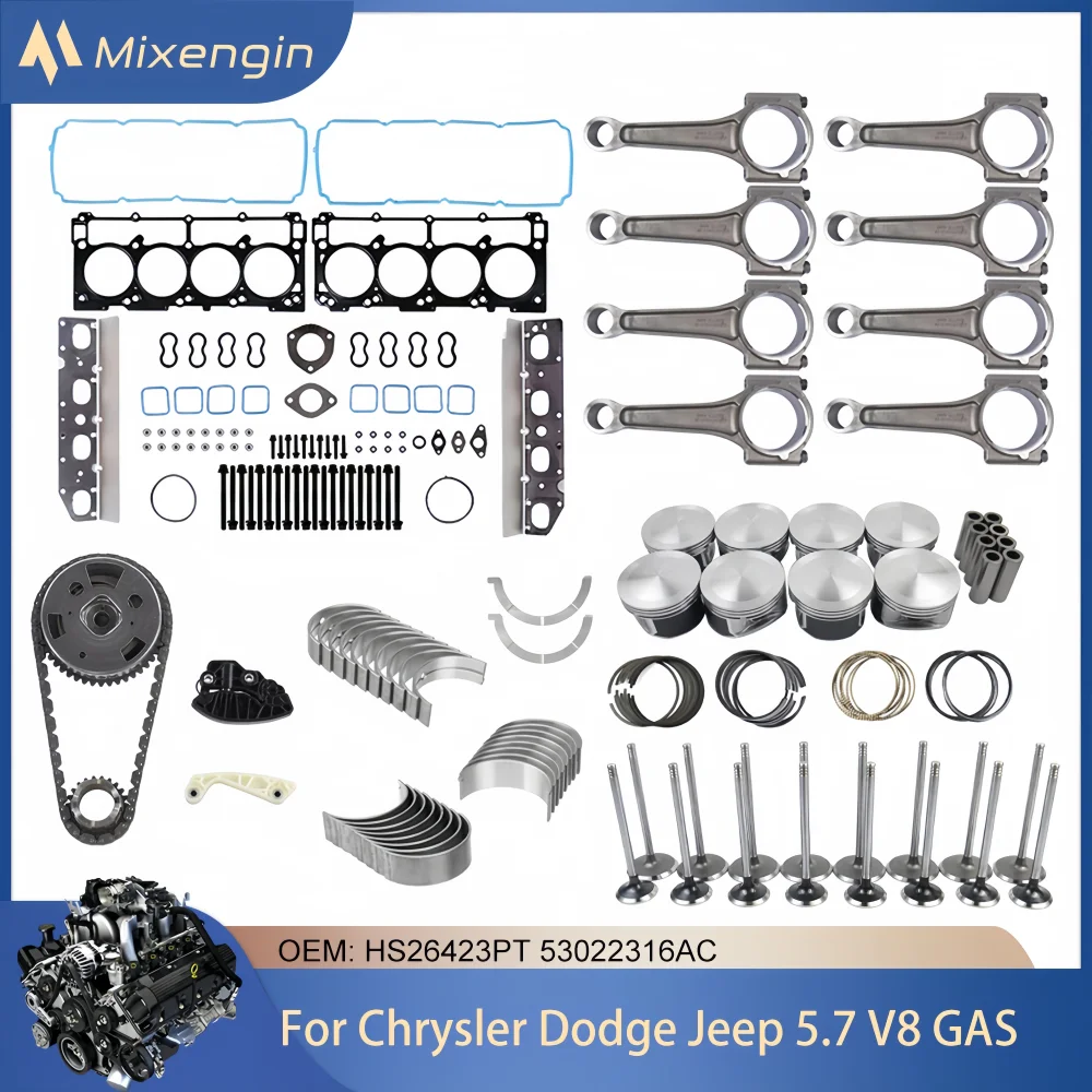 Детали двигателя Цепь ГРМ Поршни VVT Шатуны Прокладка Ремонт Комплект для капитального ремонта Подходит для 5.7L 03-22 Chrysler Dodge Charger Jeep Ram Детали двигателя Цепь ГРМ Поршни VVT Шатуны Прокладка Ремонт Комплект для капитального ремонта Подходит для 5.7L 03-22 Chrysler Dodge Charger Jeep Ram