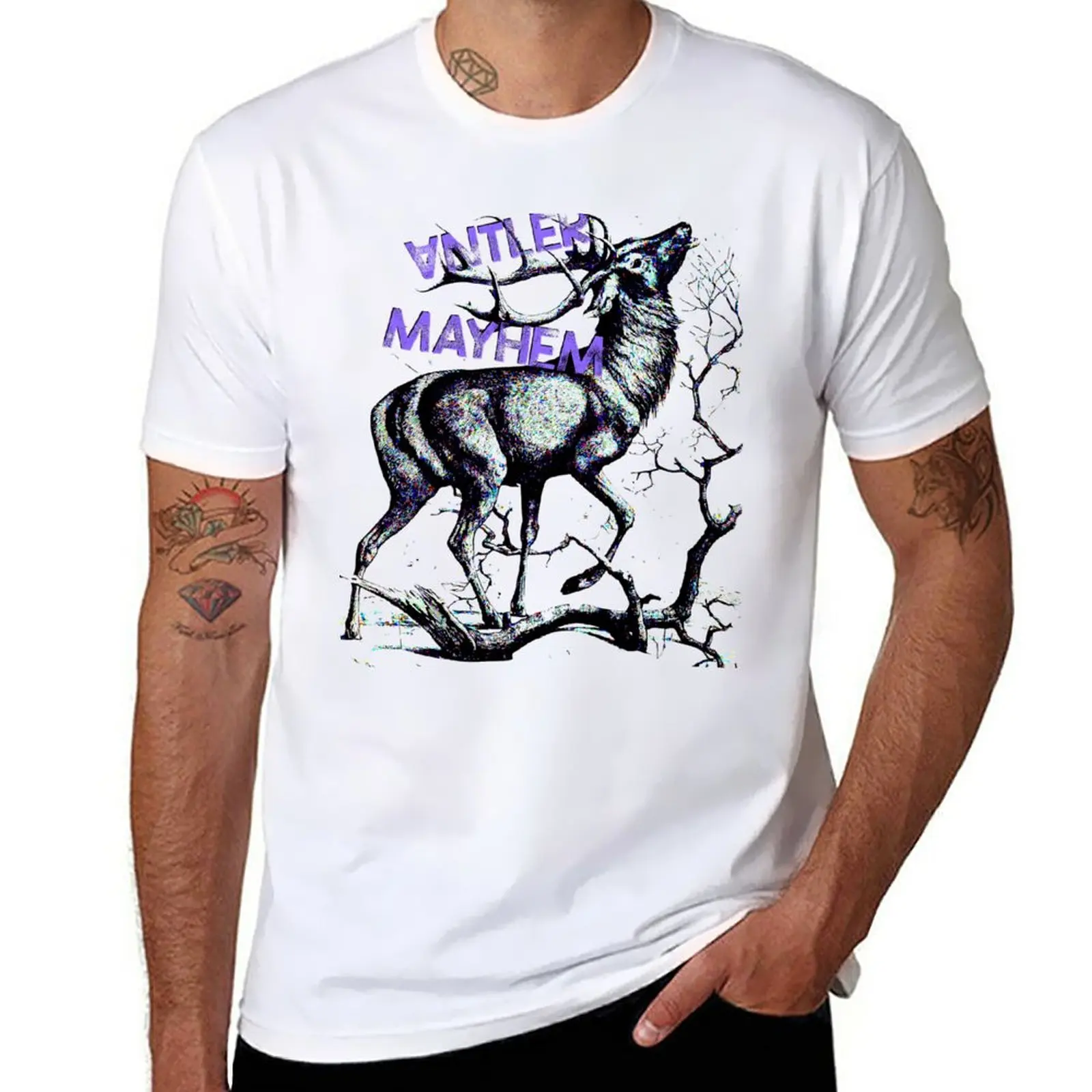 

New Antler Mayhem Deer T-Shirt Short sleeve tee tops quick drying shirt funny t shirt sweat shirts, men