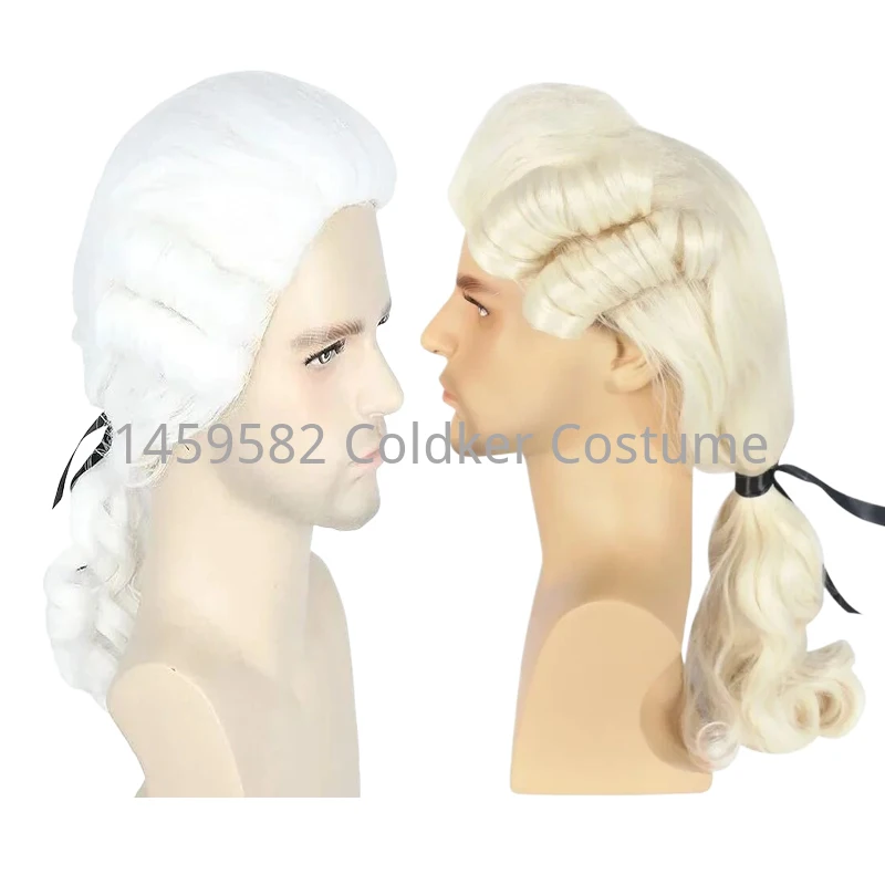 Judge Lawyer Baroque Cosplay Curly Wig for Christmas Holiday Halloween Party Costume Props Horns Cosplay