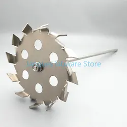 1set Stainless Steel Sawtooth Type Dispersing Blade with Rod SUS304 Stirring Disk Dispersing Paddle with Diversion Hole