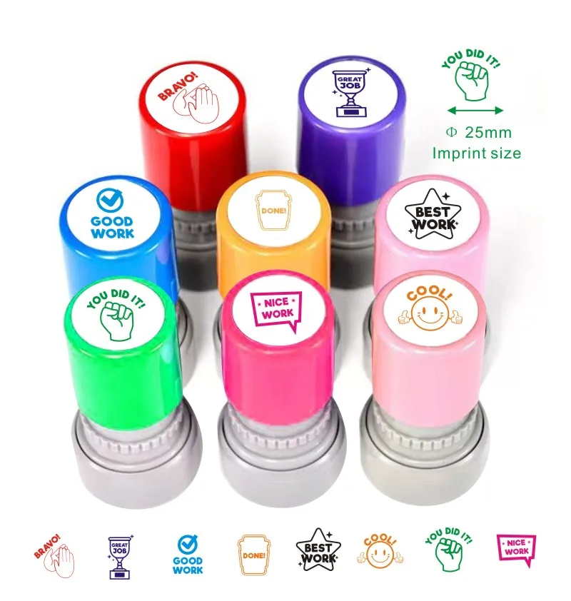 6 or 8 pcs Teacher seals for Grading, Self-inking, Office Stationery seals, Homework Stamps,Homework Stamps, Encouraging  French