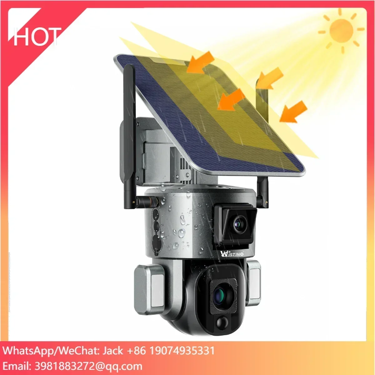 Wistino 4K Dual Lens Solar Camera Outdoor Audio Night Vision Human Tracking 20X Zoom 4G PTZ Solar Camera