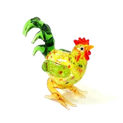 Easter Cock Glass Miniature Figurine Cute Rooster Statue Ornament Home Table Decoration Collection Holiday Party New Year Gifts