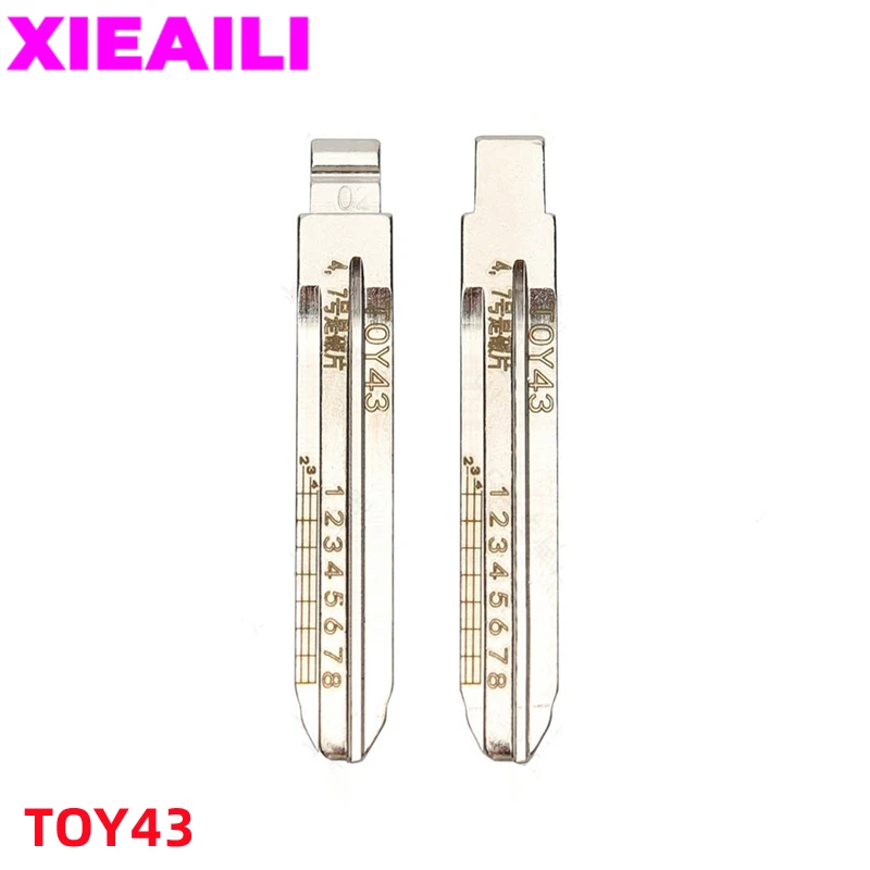 

XIEAILI 50Pcs NO.2 TOY43 Engraved Line Key Blade Blank Scale Shearing Teeth Uncut Key Blade For Toyota