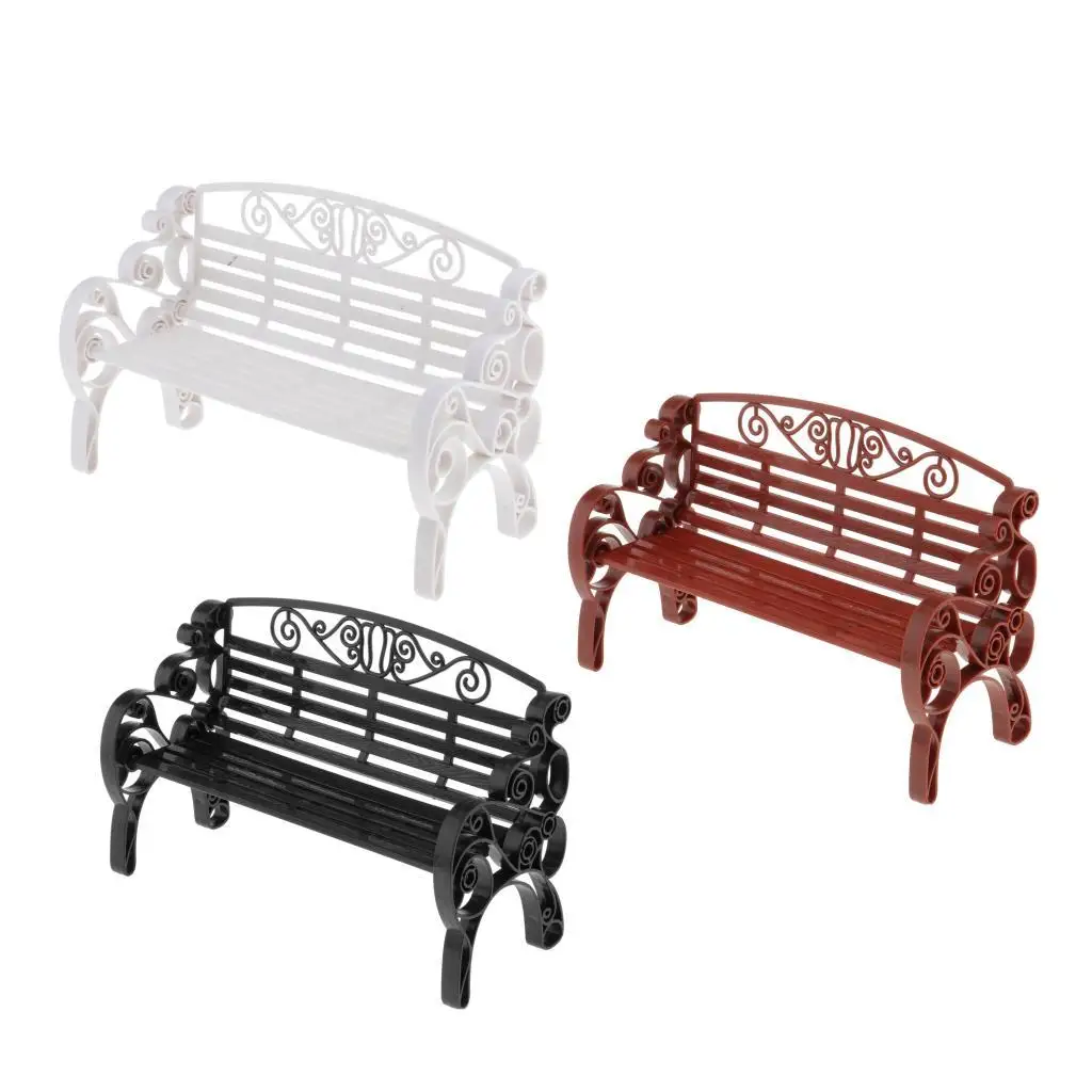 1: 6 Móveis para casa de bonecas Banco de jardim em miniatura Móveis para casa de bonecas Acessórios