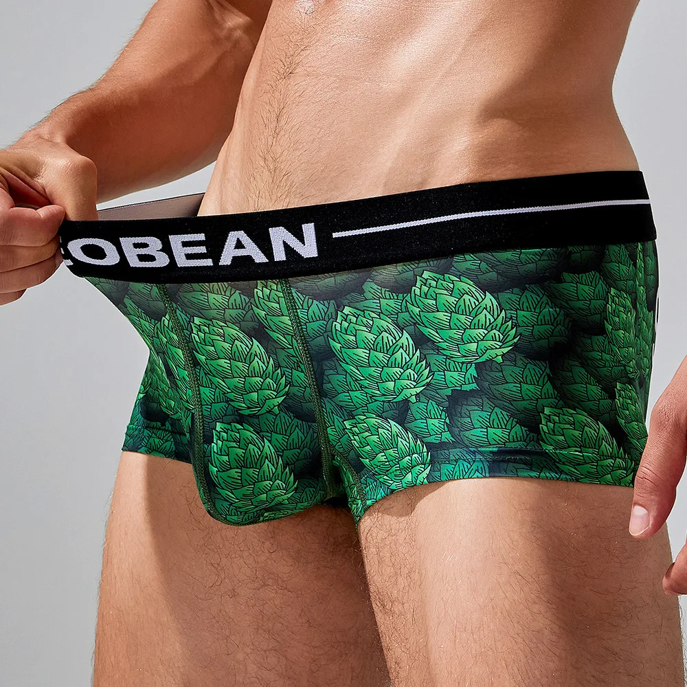 SEOBEAN Men's Low Waist Printed Dragon Boxer Briefs U-Shaped Comfortable Lightweight Fashion Innerwear