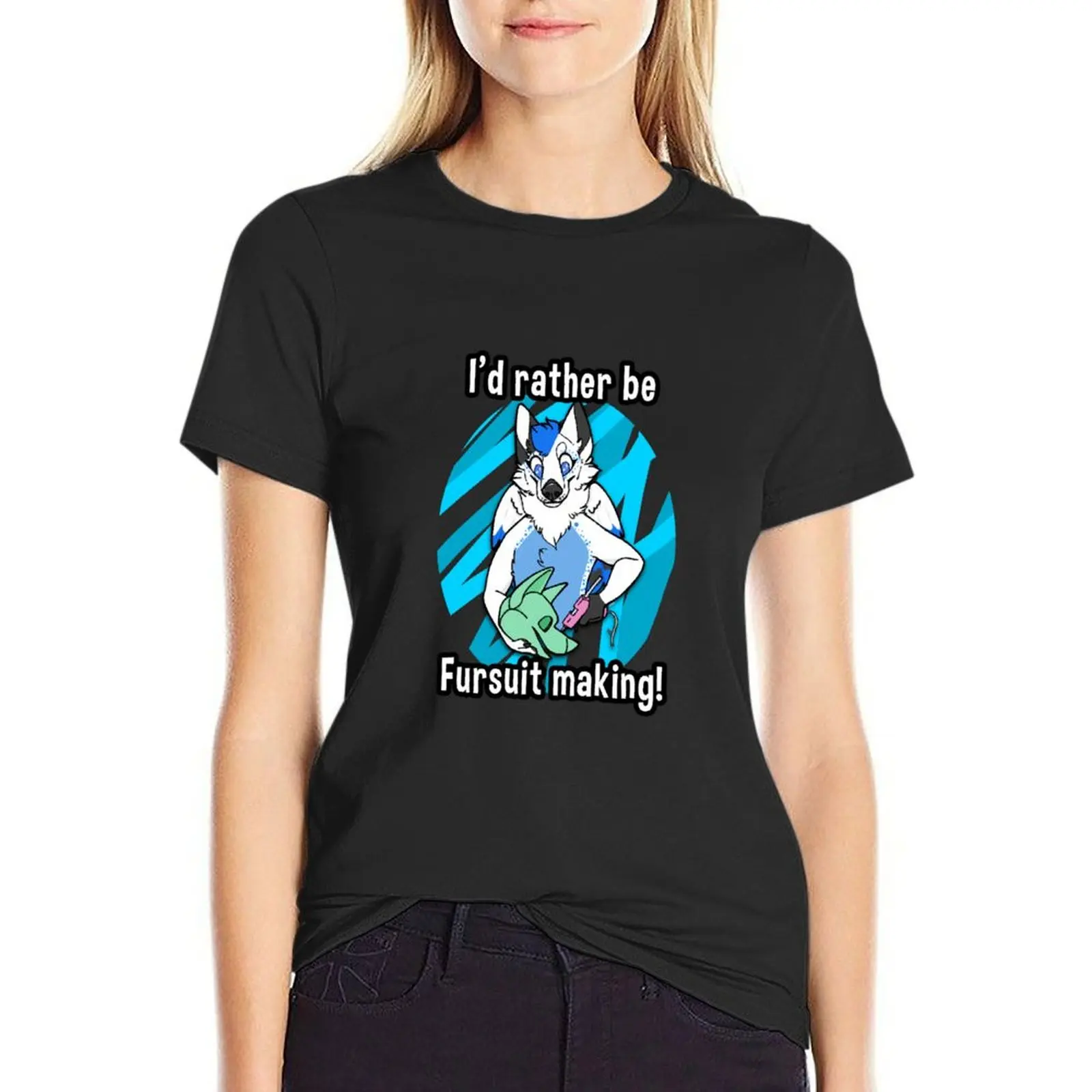 

I'd rather be fursuit making! T-Shirt kawaii clothes summer top korean Women's clothes