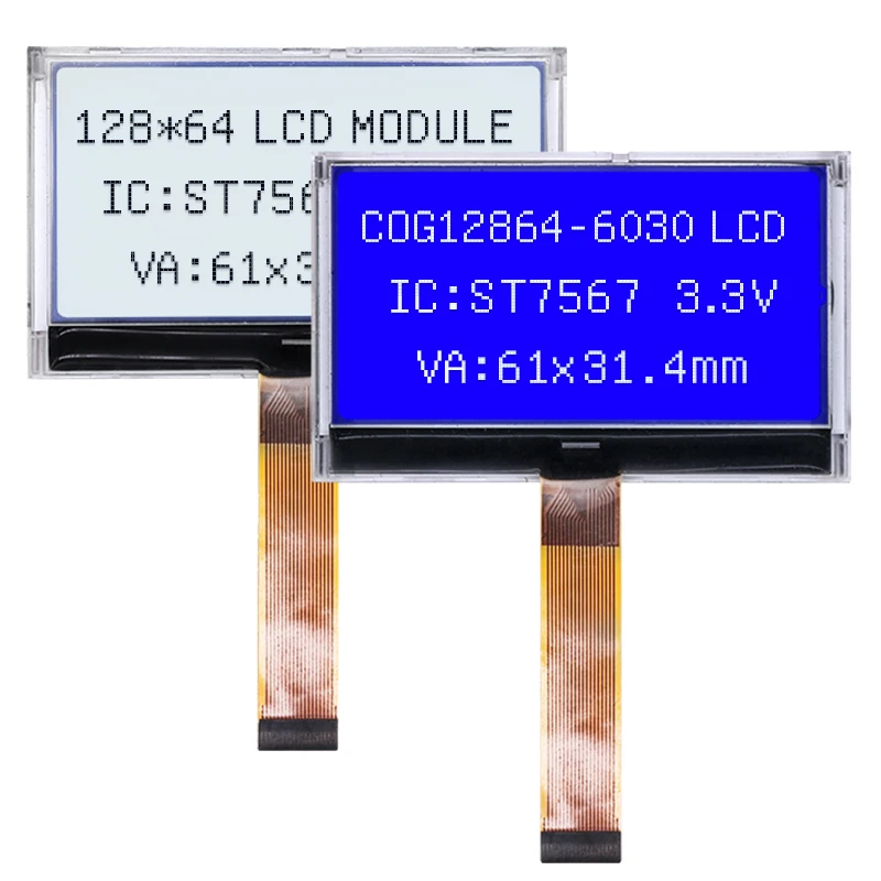 12864COG LCD screen LM6030 serial port COG dot matrix 128*64 gray film blue film driver st7567 20PIN plug