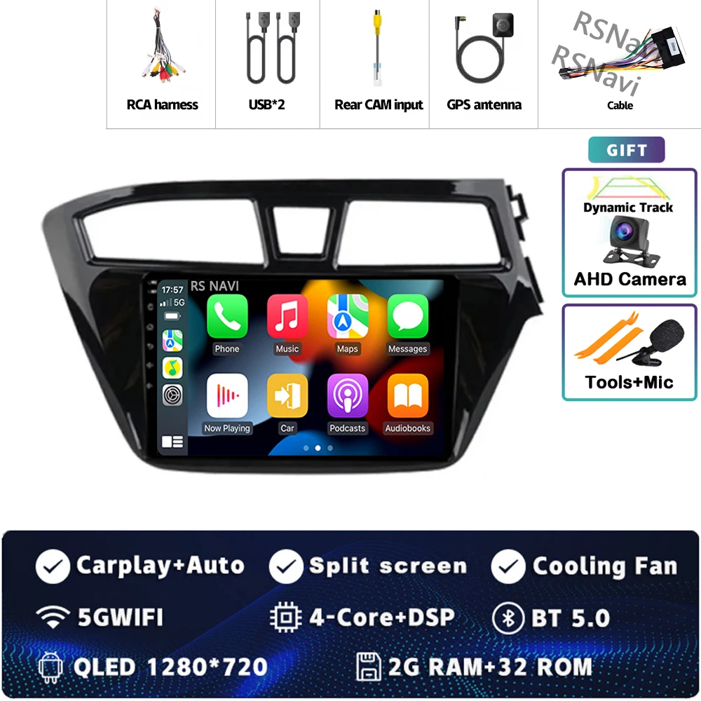 Android 15 wifi + 4G Carplay AUTO Autoradio Voor Hyundai I20 RHD 2015 2016 2017 2018 Navigatie GPS Video speler Stereo Multimedia
