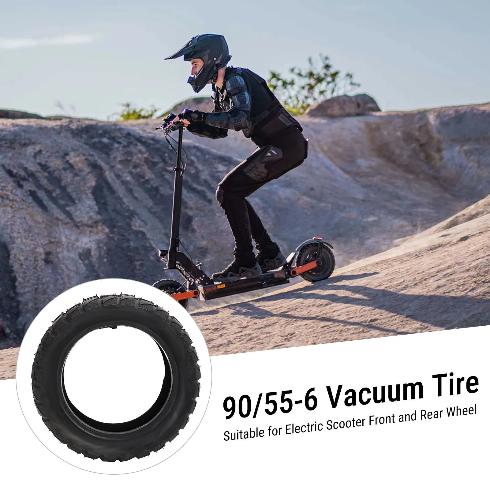 10 Inch Vacuum Tire 90/55-6 Tubeless Tire Front Or Rear Replacement Tyre for Electric Scooter Electric Scooter Replacement Tire