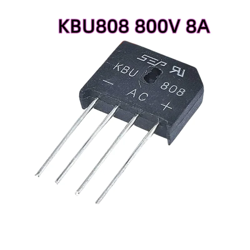 5 uds KBU808 puente rectificador agujero pasante KBU808 800V 8A SEP puente rectificador puente plano rectificador 4 pines nuevo