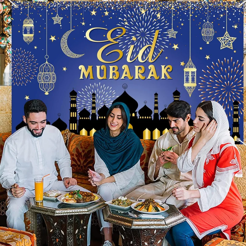 VIKAMA Eid Al Fitr Party Decoration Ramadan Mubarak Background Banner Photo Booth Background Home Decoration