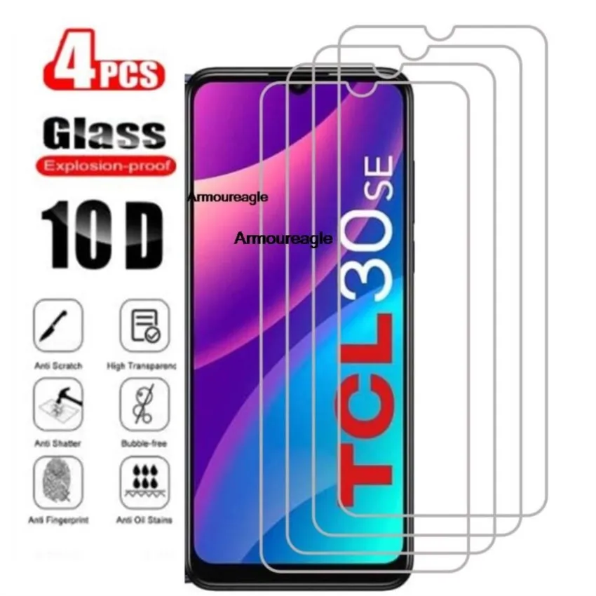 4 Uds protector de vidrio templado para tcl 30 e se v xe 5g 30 plus 305 306 protector de pantalla de vidrio protector para tcl 30 20 5g se película