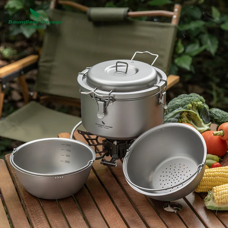 

Pure Titanium Micro Pressure Pot, Outdoor Camping Pot,Soup Pot, Stew Pot, Rice Pot,Large Capacity Suitable For 4-6 People, A1555