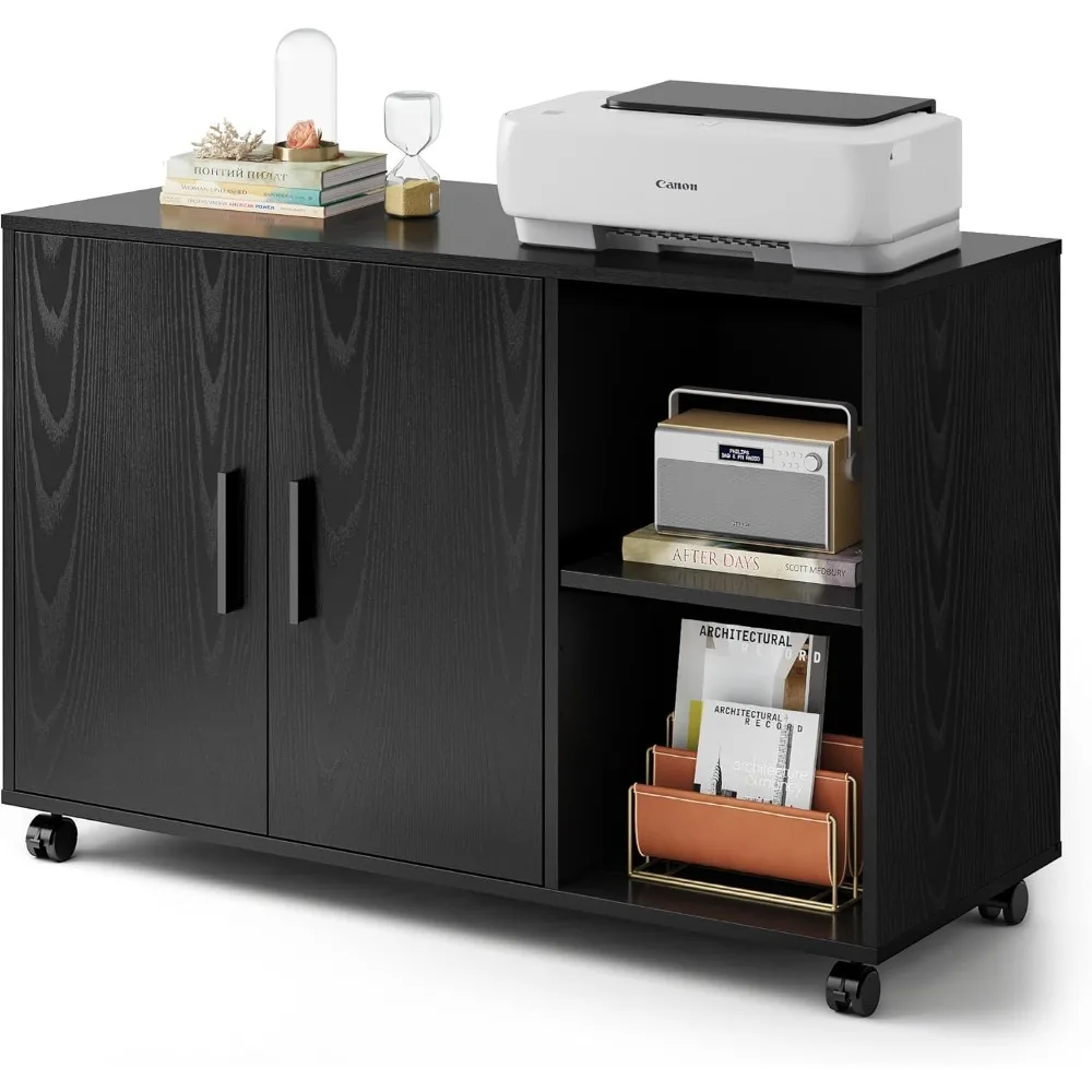 

Office Storage Cabinet with Doors and Shelves, Lateral Printer Cabinet for Office Supplies and File Storage, for Home Office