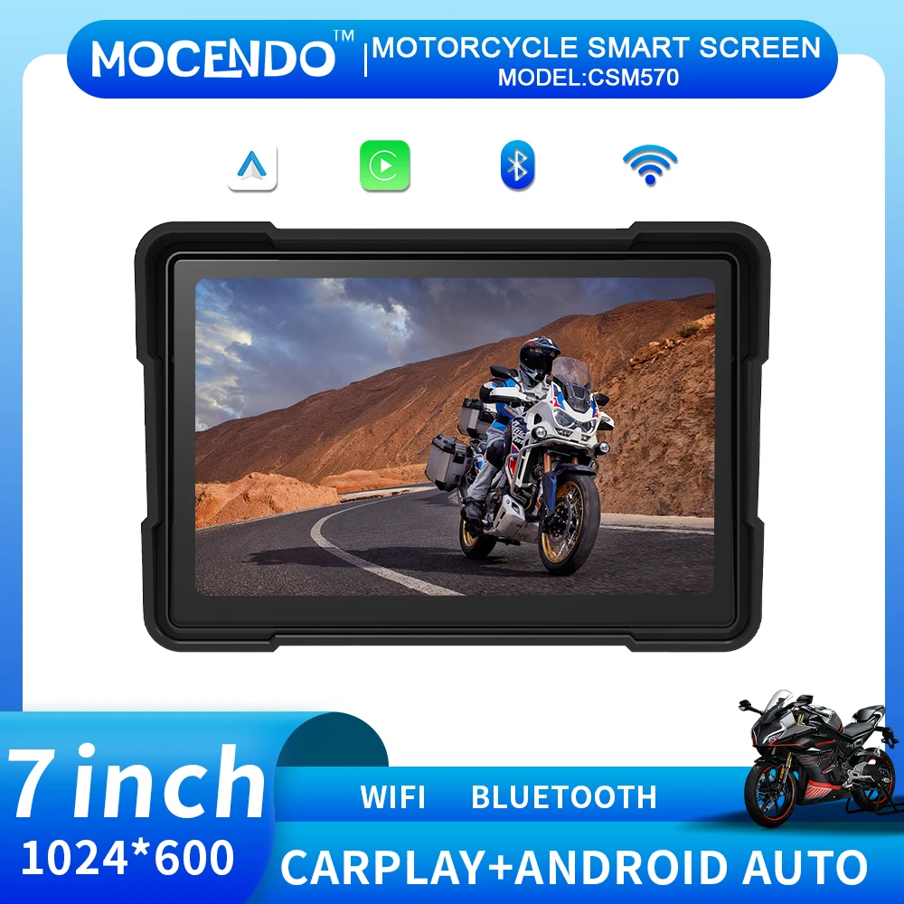 

Motorcycle DVR GPS Navigation 7' Multimedia Player with Wireless CarPlay Android Auto IPX7 Waterproof Screen Recorder