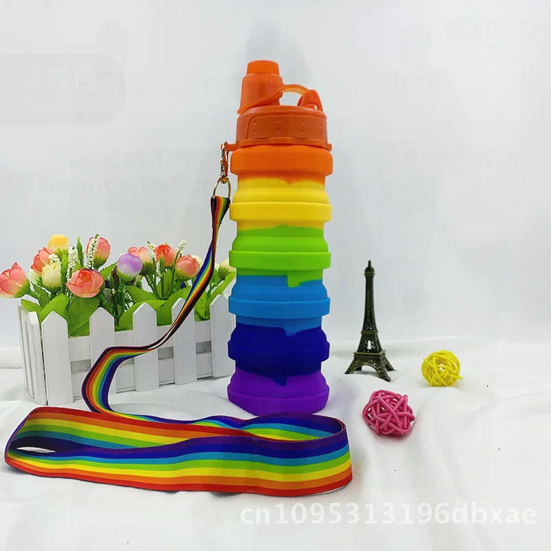 

Силиконовая выдвижная складная спортивная бутылка для воды 500 мл портативный дорожный чайник пищевая уличная чашка экологически чистая современная