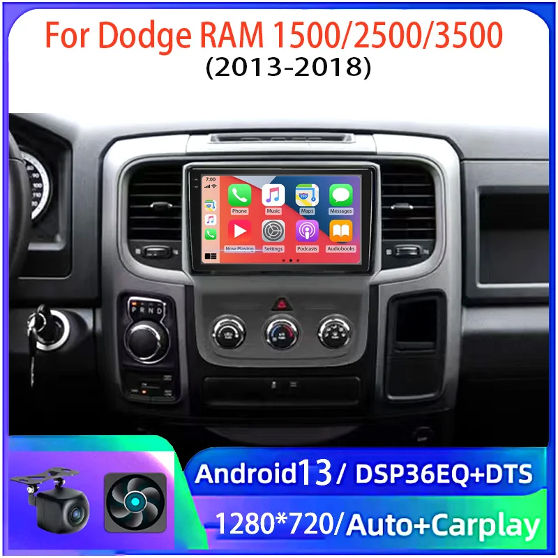 

9'' 4+64GB For Dodge RAM 1500 2500 3500 2013-2018 Car Stereo Radio Apple CarPlay Android Auto Head Unit FM GPS