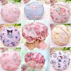 Sanrio-Hello Kitty Cinnamoroll Dupla Camada Dos Desenhos Animados Melody Shower Bath Cap, Impermeável, À Prova de Poeira, Anime Acessórios, Kawaii