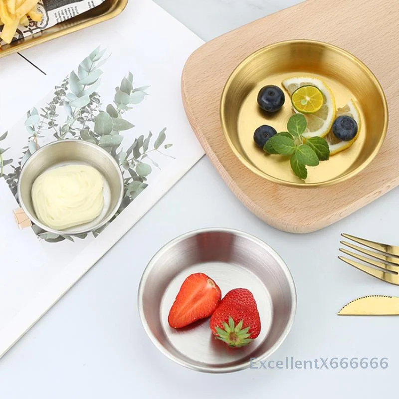 

304 Stainless Steel Food Storage Tray Thickened Sauce Dipping Dish Snack Pan Kimchi Plate Hot Pot Seasoning Dish Kitchen Utensil