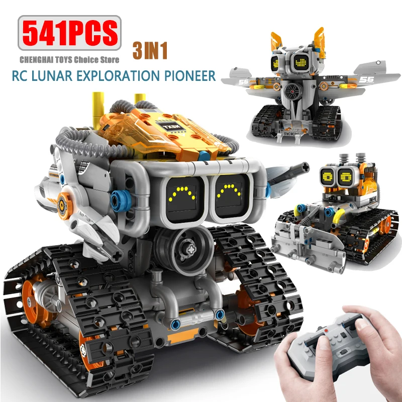 

3 in 1 Remote Control Lunar Exploration Programming Truck/Bulldozer Building Blocks Stem Kits for Kids Educational Toy Boys Gift
