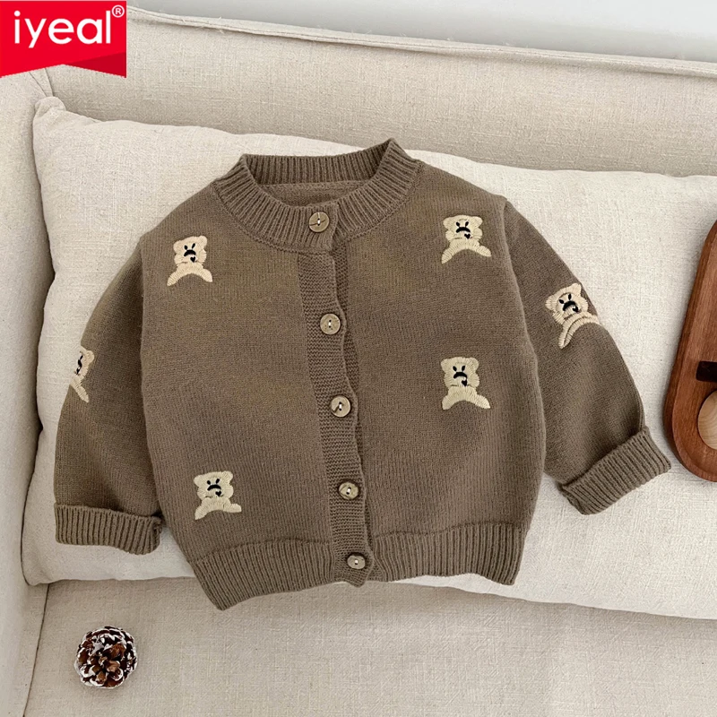 

IYEAL Korean Boy's Fashionable Sweater New Spring Outfit Fashionable Knitted Cardigan Autumn Western-Style Baby Cute Jacket