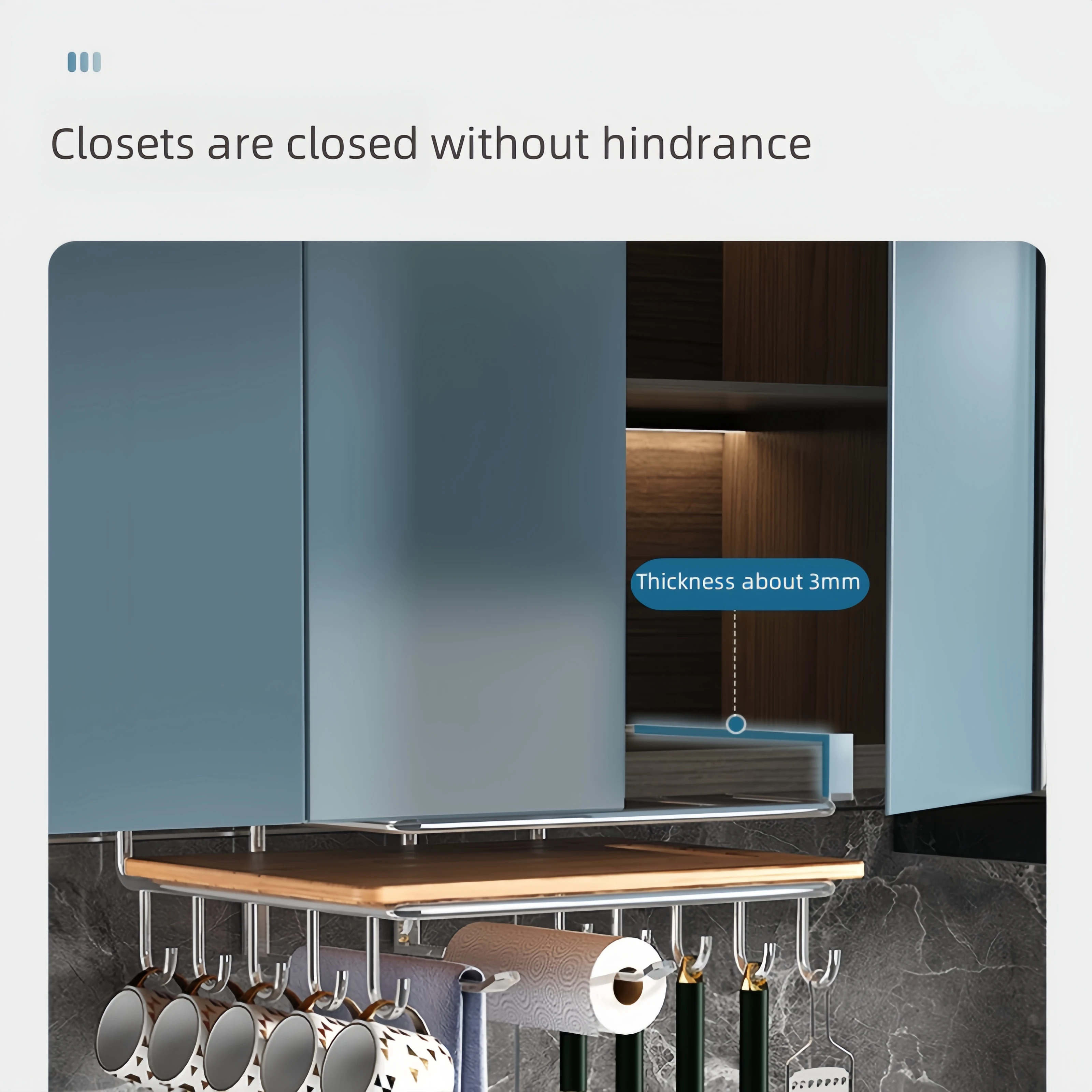 1 قطعة الفولاذ المقاوم للصدأ معلقة المطبخ تخزين الرف مع السنانير منشفة ورقية وحامل أواني قطع مجلس تخزين الرف