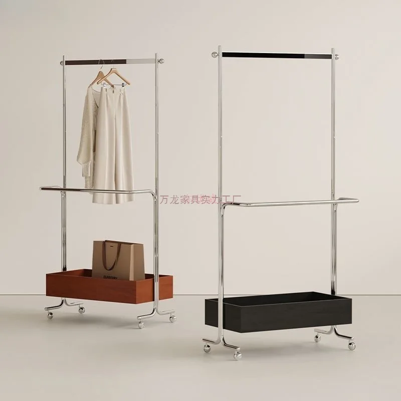 

Modern medieval floor hanger stainless steel hanger coat rack bedroom mobile clothing storage clothing rack