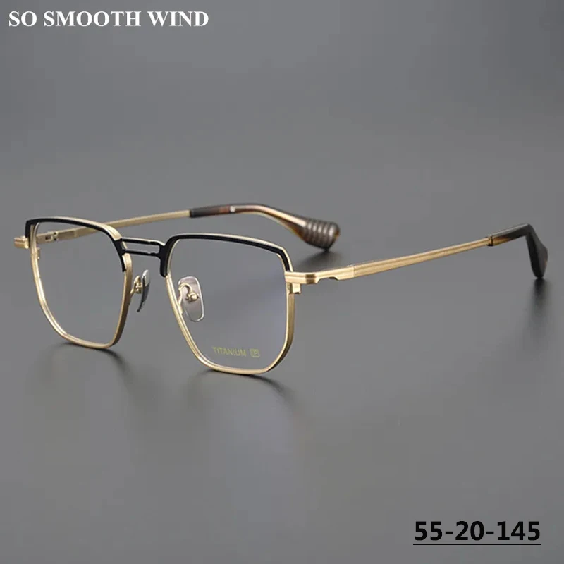 

Pure Titanium Square Glasses Frame Women Men's Business Double-Beam Eyeglasses Designer Spectacles Ultralight Trendy Eyewear New