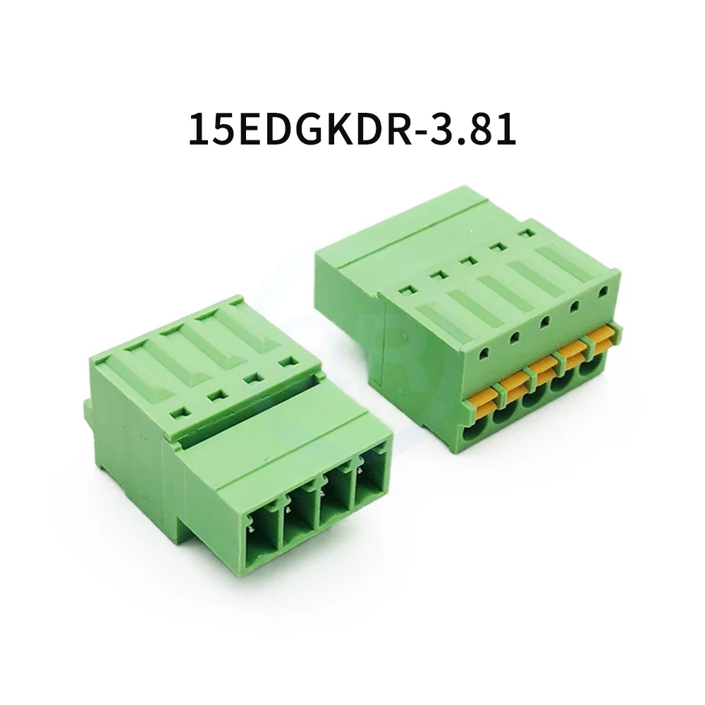 (5 Sets) 15EDGKD + 15EDGKDP 3.81mm Solderless Screwless Plug-In Terminal Block Spring Press Butt KF 2EDGKD + 2EDGKDR 3.81 2~24P